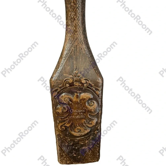 Leather Face Decanter Bottle El Quijote De La Mancha 13” High - Picture 4 of 13